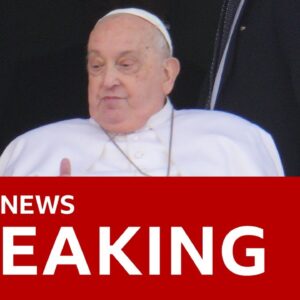 Pope Francis waves from Rome hospital window ahead of being discharged | BBC News