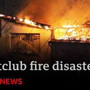 Video reveals moment Macedonia nightclub caught fire claiming 59 lives | BBC News