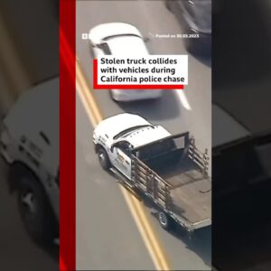 Stolen truck collides with vehicles during California police chase. #California #BBCNews