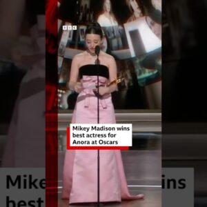 Mikey Madison wins Oscar for Best Actress. #Anora #MikeyMadison #BBCNews