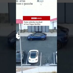 Tesla vehicles torched at Las Vegas facility. #Tesla #LasVegas #BBCNews