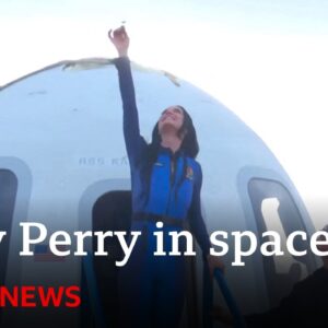 Watch all-female crew including Katy Perry blast off into space | BBC News