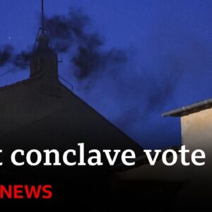 Black smoke from Sistine Chapel meaning pope not elected yet | BBC News