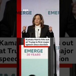 Kamala Harris hits out at President Trump in first major speech since losing US election. #BBCNews