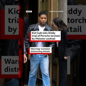 Rapper Kid Cudi testifies at Sean "Diddy" Combs' trial about Molotov cocktail attack. #BBCNews