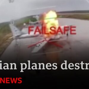 Ukrainian drones strike airbases across Russia destroying dozens of warplanes| BBC News