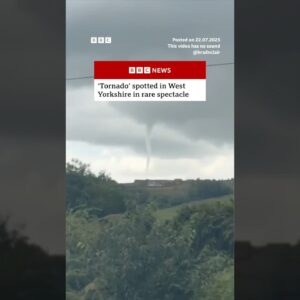 ‘Tornado’ spotted in West Yorkshire in rare spectacle. #Yorkshire #Tornado #BBCNews