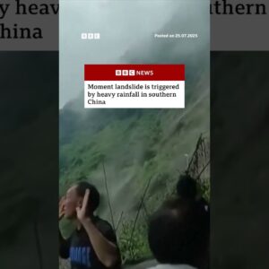 People in southern China watched as debris flowed down in a landslide. #China #Landslide