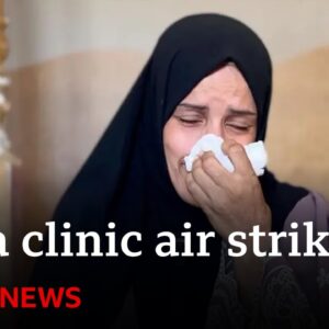 Israeli air strike kills 10 Gazan children waiting for aid | BBC News