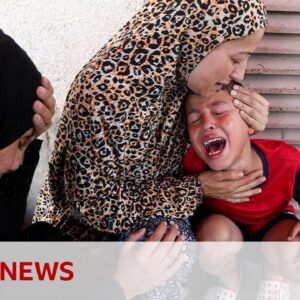 Children queuing for supplements killed in Israeli strike in Gaza, hospital says | BBC News