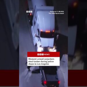 Carjackers steal tanker in police chase through LA. #LosAngeles #Crime #BBCNews