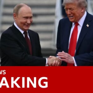 Trump greets Putin with warm smiles and handshakes as they discuss peace in Ukraine | BBC News