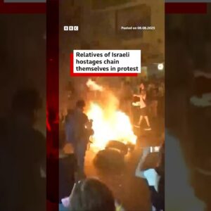 Families of hostages held in Gaza protested as Israel discussed taking over Gaza City. #BBCNews