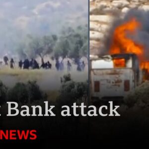BBC films mass settler attack on Palestinian community in West Bank | BBC News
