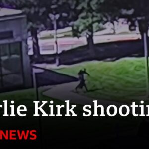 Police release video showing Charlie Kirk shooting suspect fleeing scene | BBC News