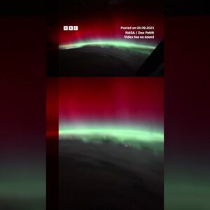 Rare red aurora seen from space. #NASA #Space #BBCNews