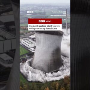 Nuclear plant towers collapse during demolition. #Shorts #NuclearPower #BBCNews