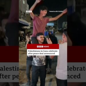People celebrate in Gaza after peace deal announced. #Gaza #BBCNews