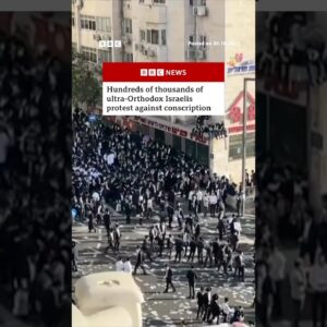 Hundreds of thousands of ultra-Orthodox Israelis protest against conscription. #BBCNews