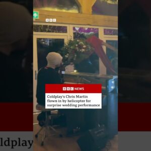 Coldplay's Chris Martin gives surprise wedding performance. #Coldplay #ChrisMartin #BBCNews