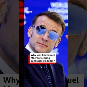 Why was French President Emmanuel Macron wearing aviator sunglasses at the Davos summit? #BBCNews