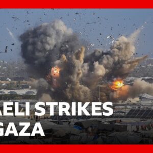 Israeli air strikes kill at least 28 Palestinians in Gaza, rescue officials say | BBC News