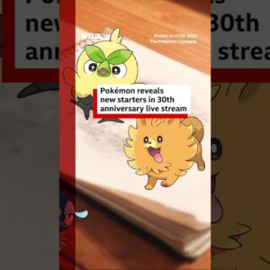 Pokémon reveal new starters in 30th anniversary live stream. #Pokemon #Pokemon30 #BBCNews