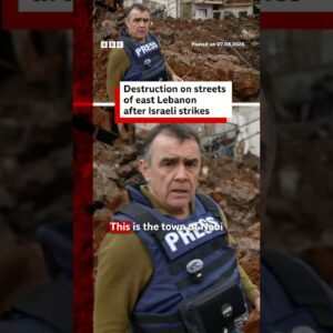 Destruction on streets of east Lebanon after Israeli strikes. #Lebanon #BBCNews