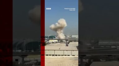Moment drone strike hits near Dubai Airport. #Dubai #Airport #BBCNews