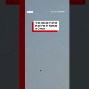 Fuel storage tanks engulfed in flames in Oman. #Fuel #Fire #Drones #Oman #BBCNews