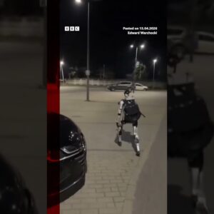 The humanoid robot, known as Edward Warchocki, was filmed chasing boars in Warsaw, Poland. #BBCNews