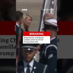 King Charles and Queen Camilla arrive in US for state visit. #Royals #BBCNews