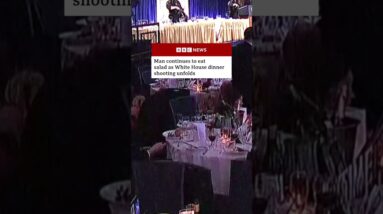 Man continues to eat salad as White House dinner shooting unfolds. #BBCNews