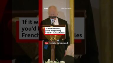 ‘If it wasn’t for us, you’d be speaking French,’ jokes King Charles. #DonaldTrump #BBCNews