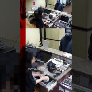Polite thief thanks clerk after Ohio hotel robbery. #Ohio #CCTV #Robbery #Thief #BBCNews