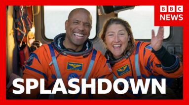 Artemis II crew splash down after historic Moon mission | BBC News