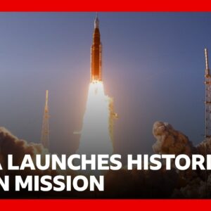 Artemis II roars into space on historic Moon mission | BBC News