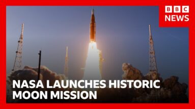 Artemis II roars into space on historic Moon mission | BBC News