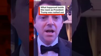 Trump says a gunman was taken down by “some very brave members” of the Secret Service.  #BBCNews