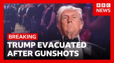 Donald Trump rushed from White House Correspondents' Dinner after gunshots fired | BBC News