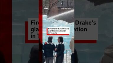 Fire crews thaw Drake's giant ice installation in Toronto. #BBCNews