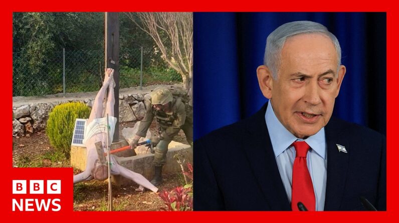 Israeli soldier destroys Jesus statue in Lebanon | BBC News