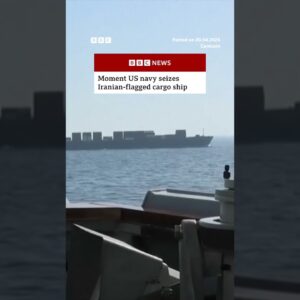 Moment US navy seizes Iranian-flagged cargo ship. #Iran #US #IranWar #BBCNews