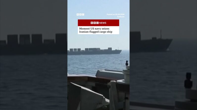 Moment US navy seizes Iranian-flagged cargo ship. #Iran #US #IranWar #BBCNews