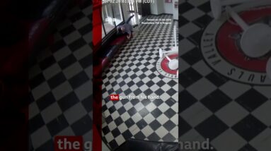Moment gunman tackled by school principal in Oklahoma. #Oklahoma #CCTV #School #BBCNews