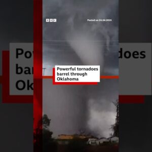 Powerful tornadoes barrel through northern Oklahoma, US.