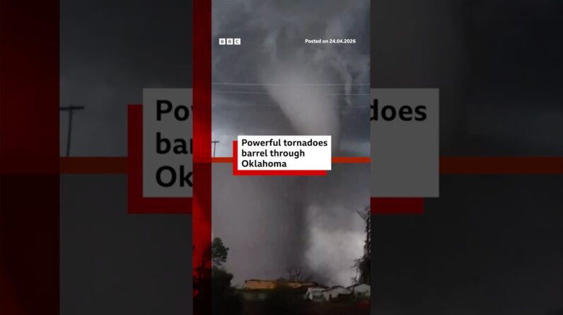 Powerful tornadoes barrel through northern Oklahoma, US.
