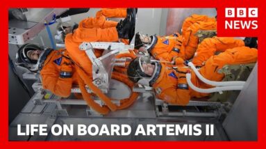 Artemis II astronauts orbiting the Earth after historic Moon mission launch | BBC News