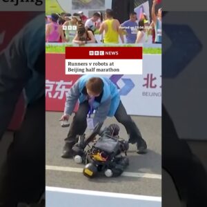 Runners v robots at Beijing half marathon. #China #Beijing #Robots #BBCNews
