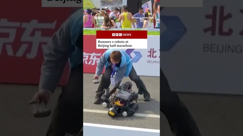 Runners v robots at Beijing half marathon. #China #Beijing #Robots #BBCNews